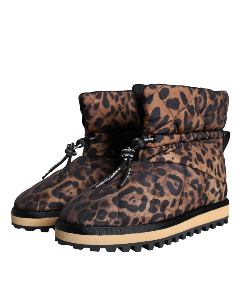 Bottes à la cheville matelassées Dolce & Gabbana en cuir marron à imprimé léopard