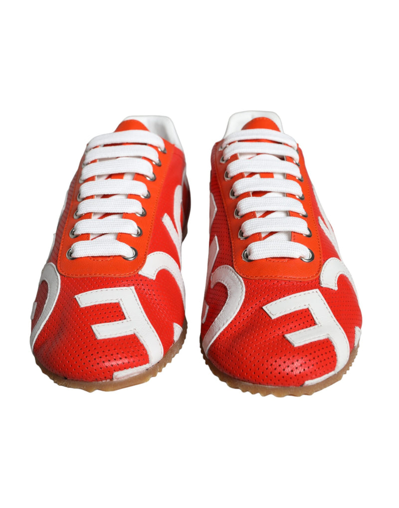 Zapatillas informales de piel con logotipo en rojo y blanco Dolce & Gabbana