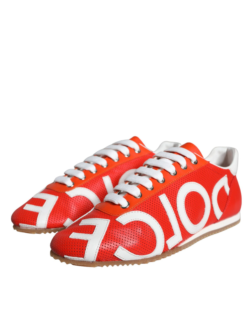 Zapatillas informales de piel con logotipo en rojo y blanco Dolce & Gabbana