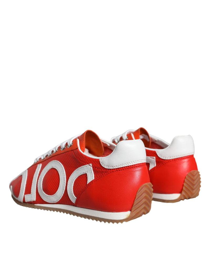 Zapatillas informales de piel con logotipo en rojo y blanco Dolce & Gabbana