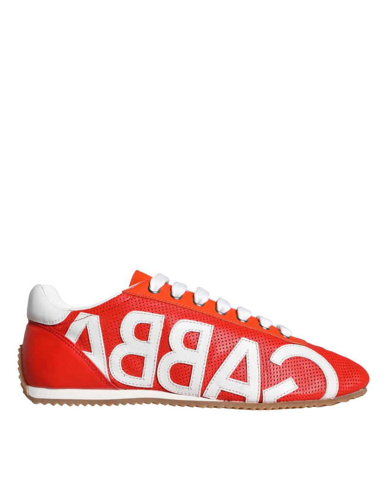 Zapatillas informales de piel con logotipo en rojo y blanco Dolce & Gabbana