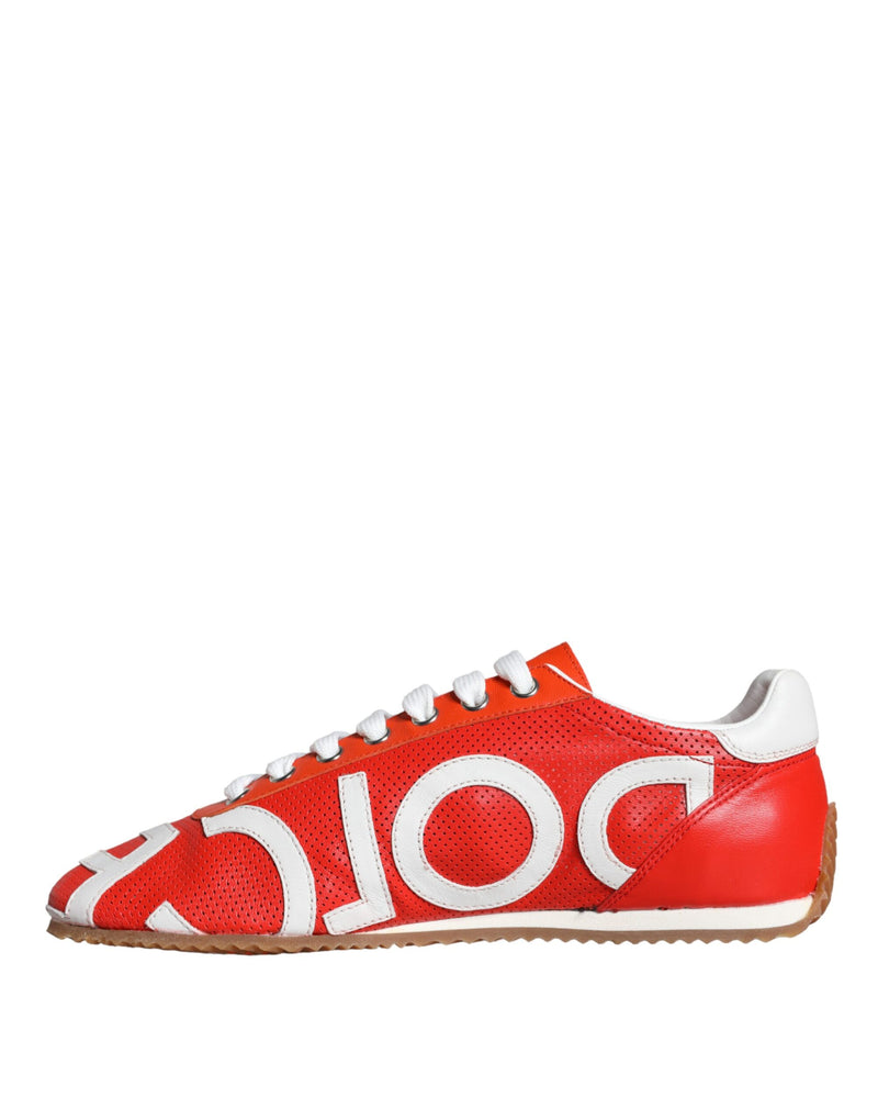 Zapatillas informales de piel con logotipo en rojo y blanco Dolce & Gabbana