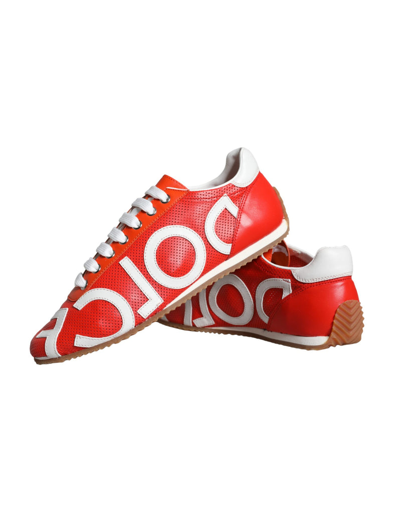 Zapatillas informales de piel con logotipo en rojo y blanco Dolce & Gabbana