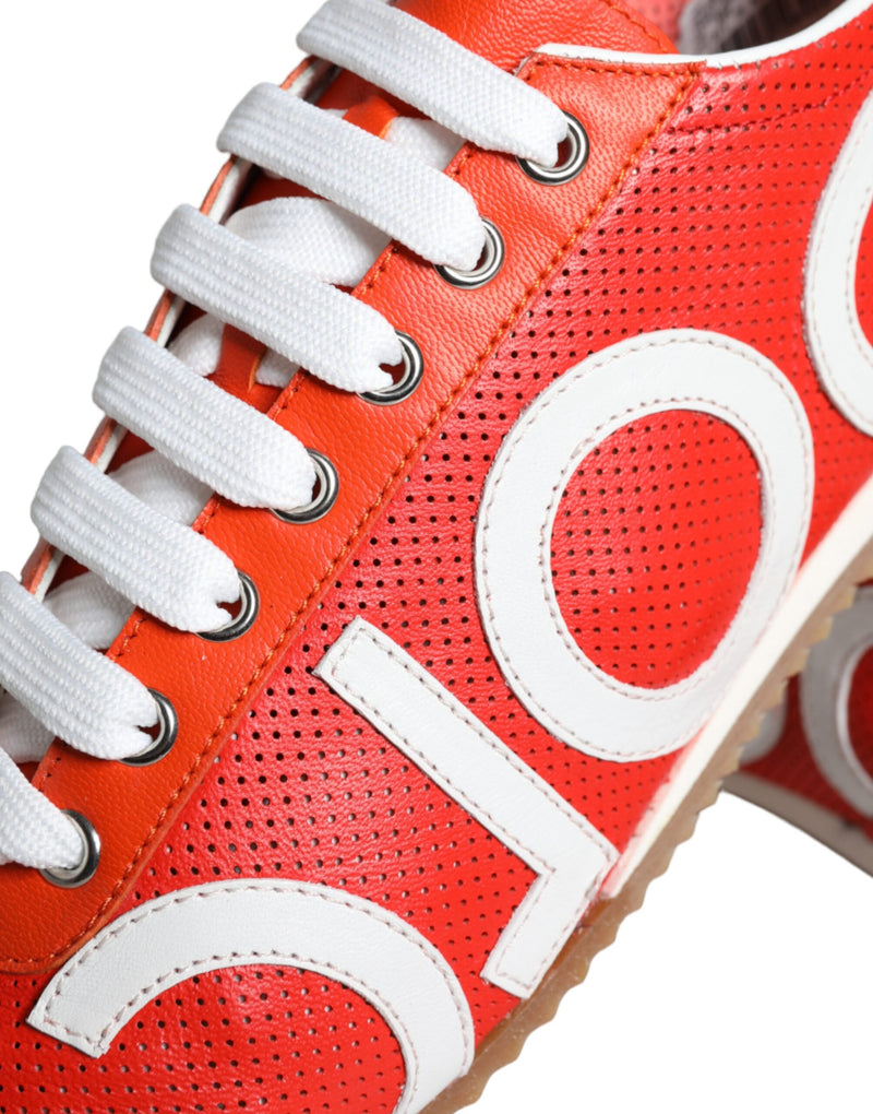 Zapatillas informales de piel con logotipo en rojo y blanco Dolce & Gabbana