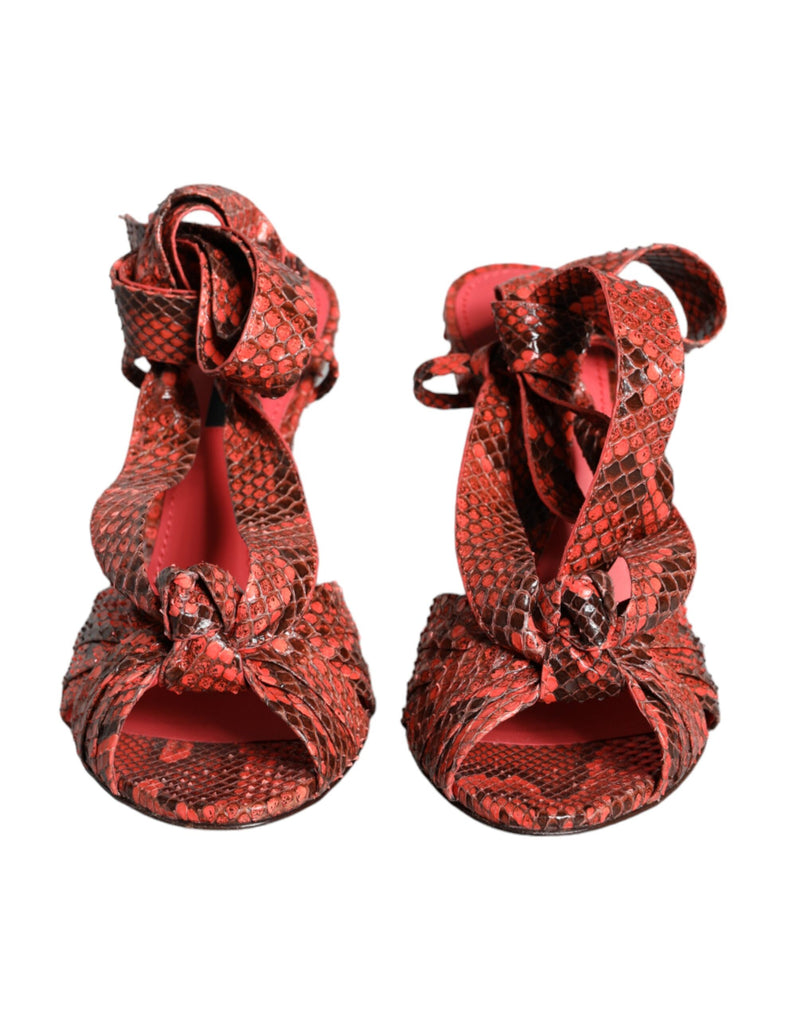 Sandales à talons Dolce & Gabbana en cuir exotique corail