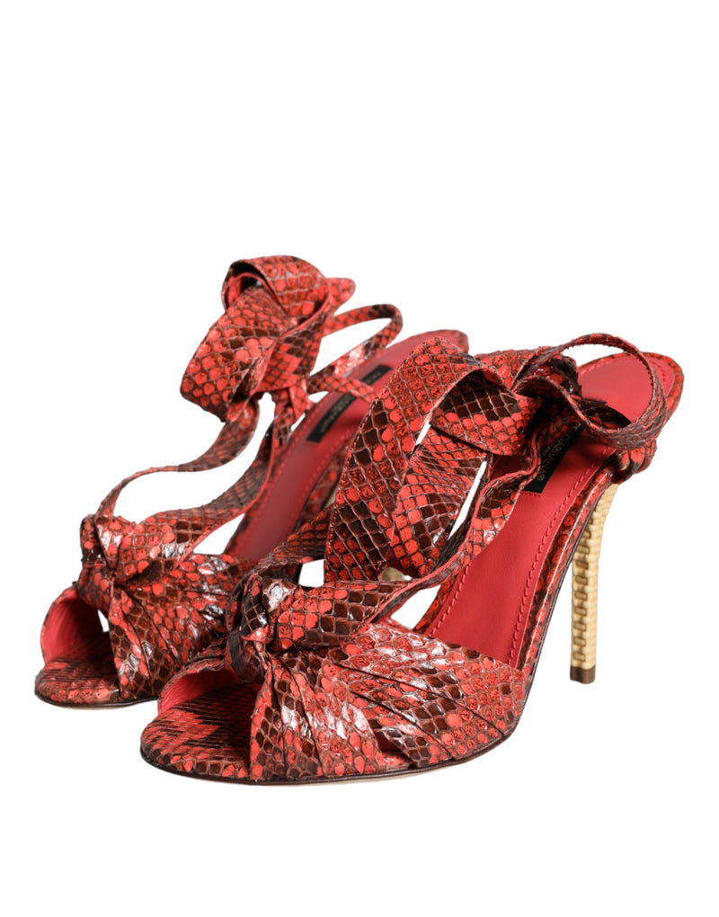 Sandales à talons Dolce & Gabbana en cuir exotique corail