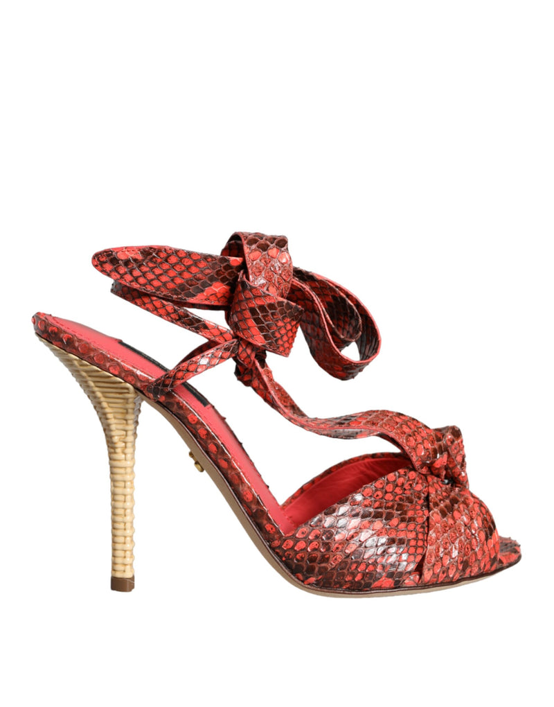 Sandales à talons Dolce & Gabbana en cuir exotique corail