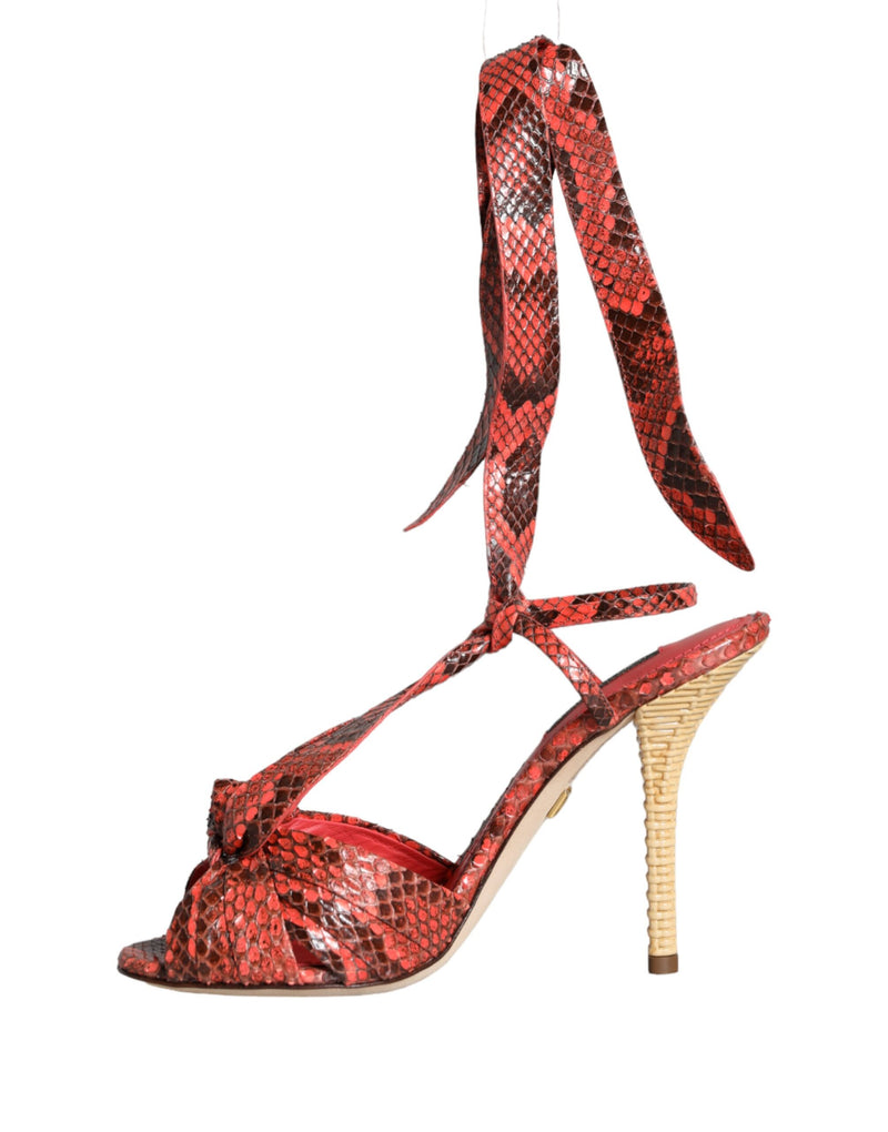 Sandales à talons Dolce & Gabbana en cuir exotique corail