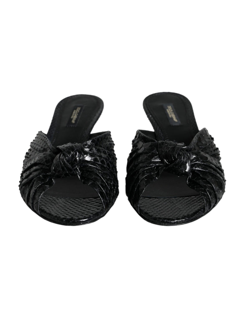 Sandales à enfiler Dolce & Gabbana à talons en cuir noir