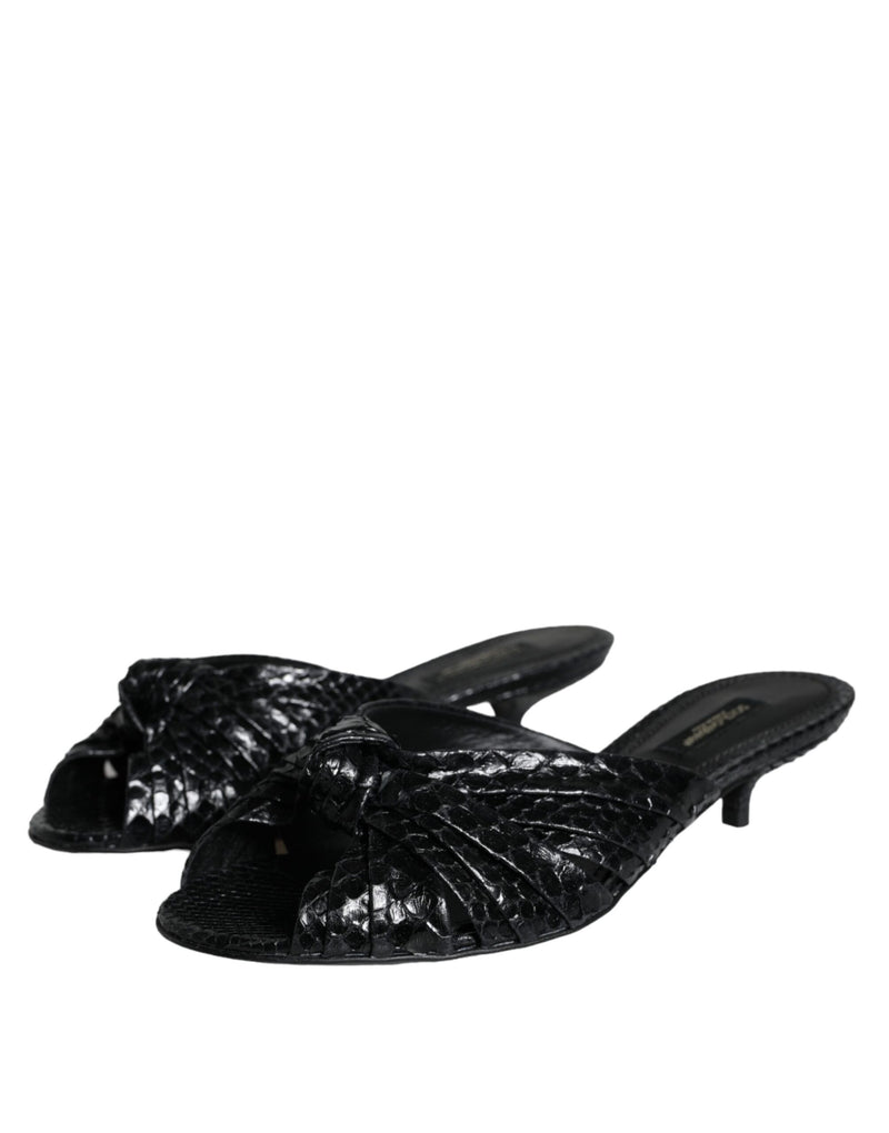 Sandales à enfiler Dolce & Gabbana à talons en cuir noir