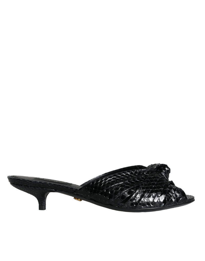 Sandales à enfiler Dolce & Gabbana à talons en cuir noir