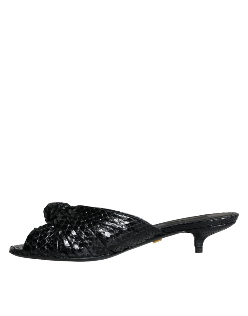 Sandales à enfiler Dolce & Gabbana à talons en cuir noir