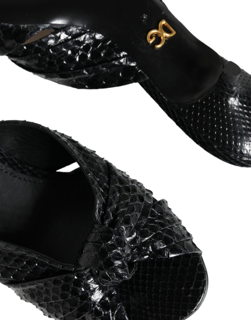 Sandales à enfiler Dolce & Gabbana à talons en cuir noir