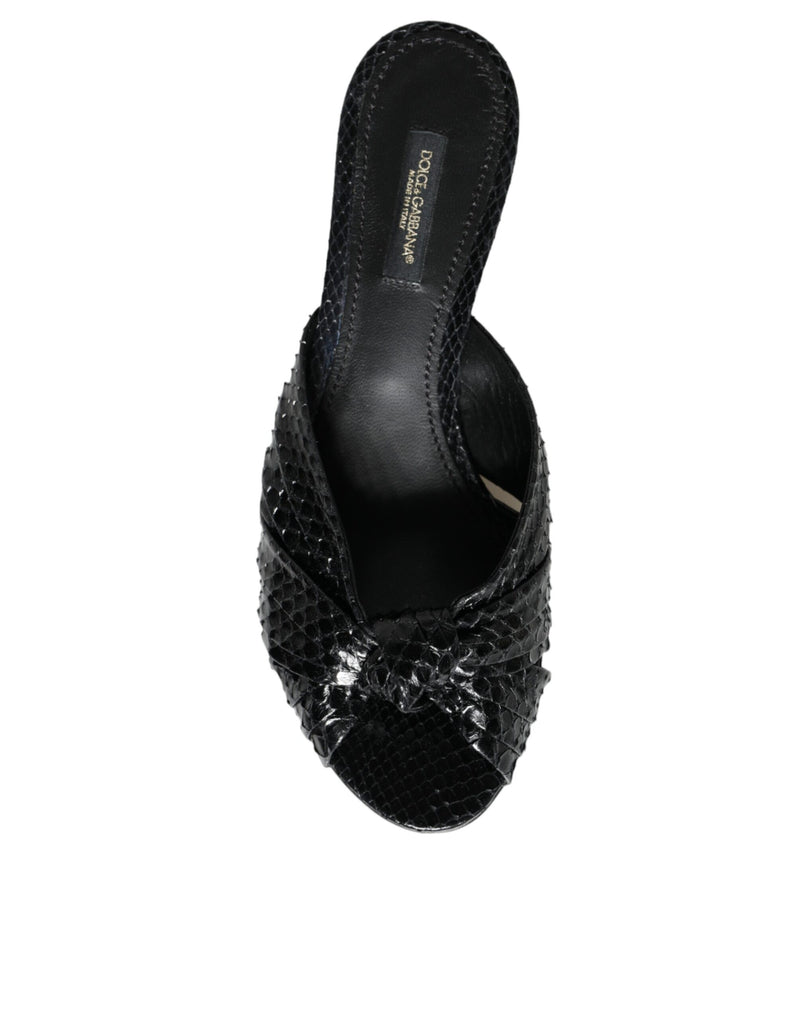 Sandales à enfiler Dolce & Gabbana à talons en cuir noir