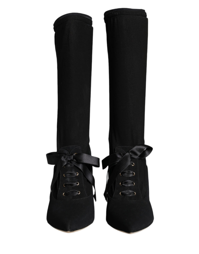 Botas negras de media caña con tacón de aguja de Dolce & Gabbana