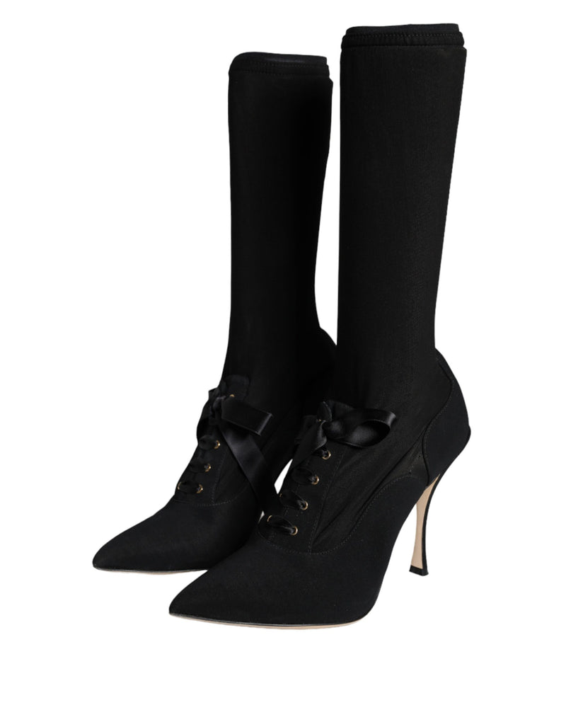 Botas negras de media caña con tacón de aguja de Dolce & Gabbana