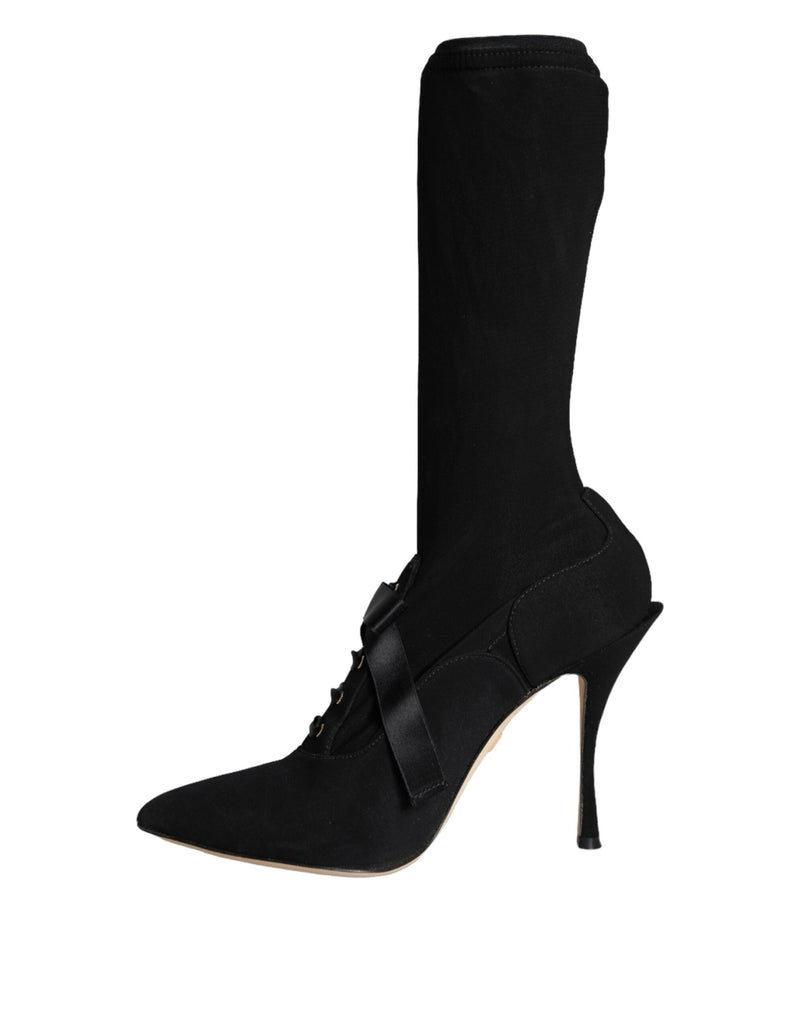 Botas negras de media caña con tacón de aguja de Dolce & Gabbana