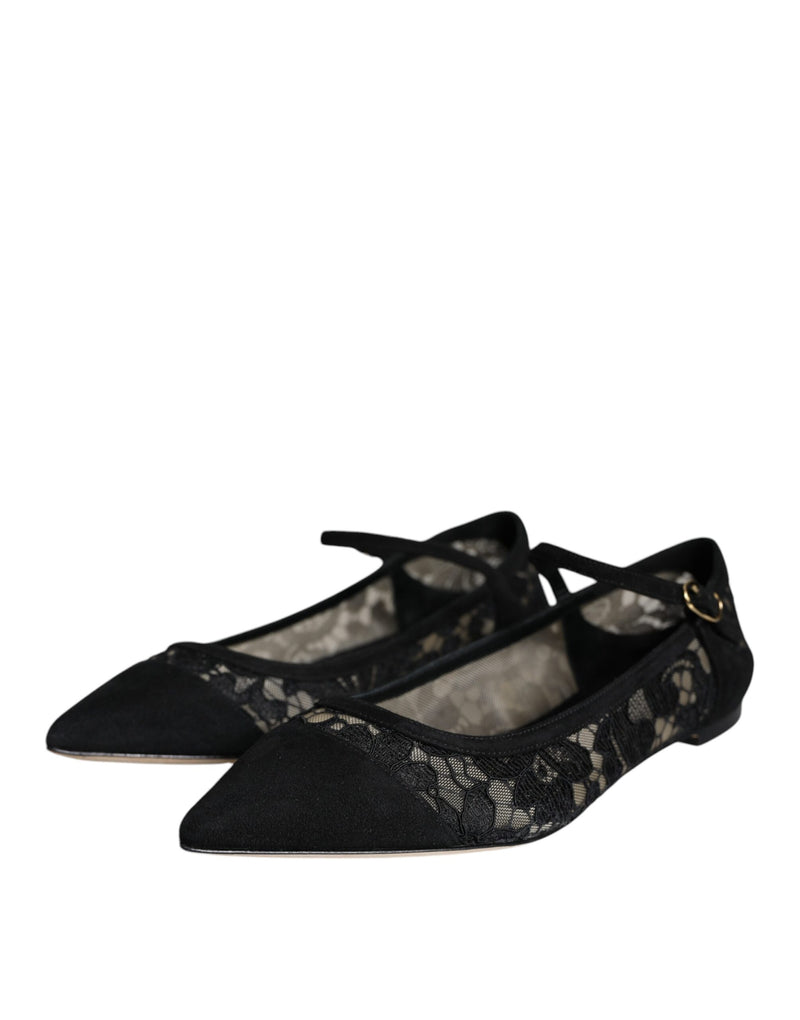 Ballerines Dolce & Gabbana Taormina noires en dentelle Bellucci