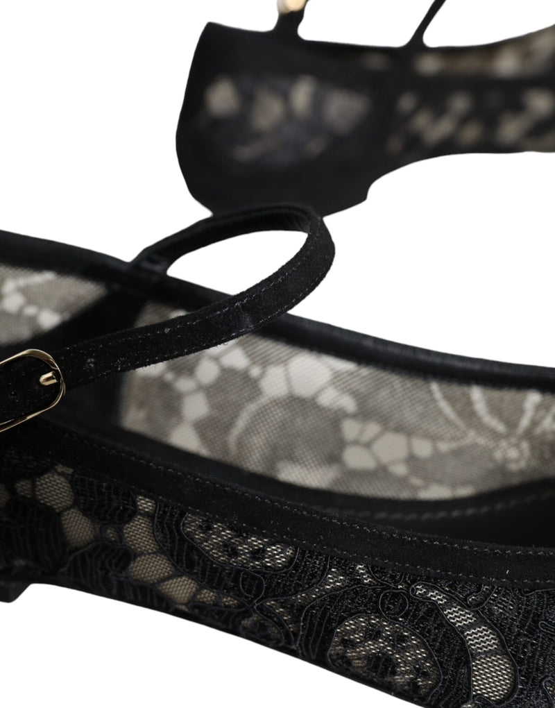 Ballerines Dolce & Gabbana Taormina noires en dentelle Bellucci