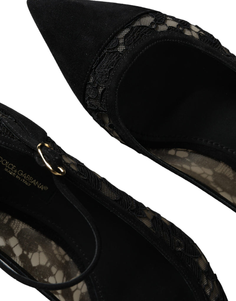 Ballerines Dolce & Gabbana Taormina noires en dentelle Bellucci