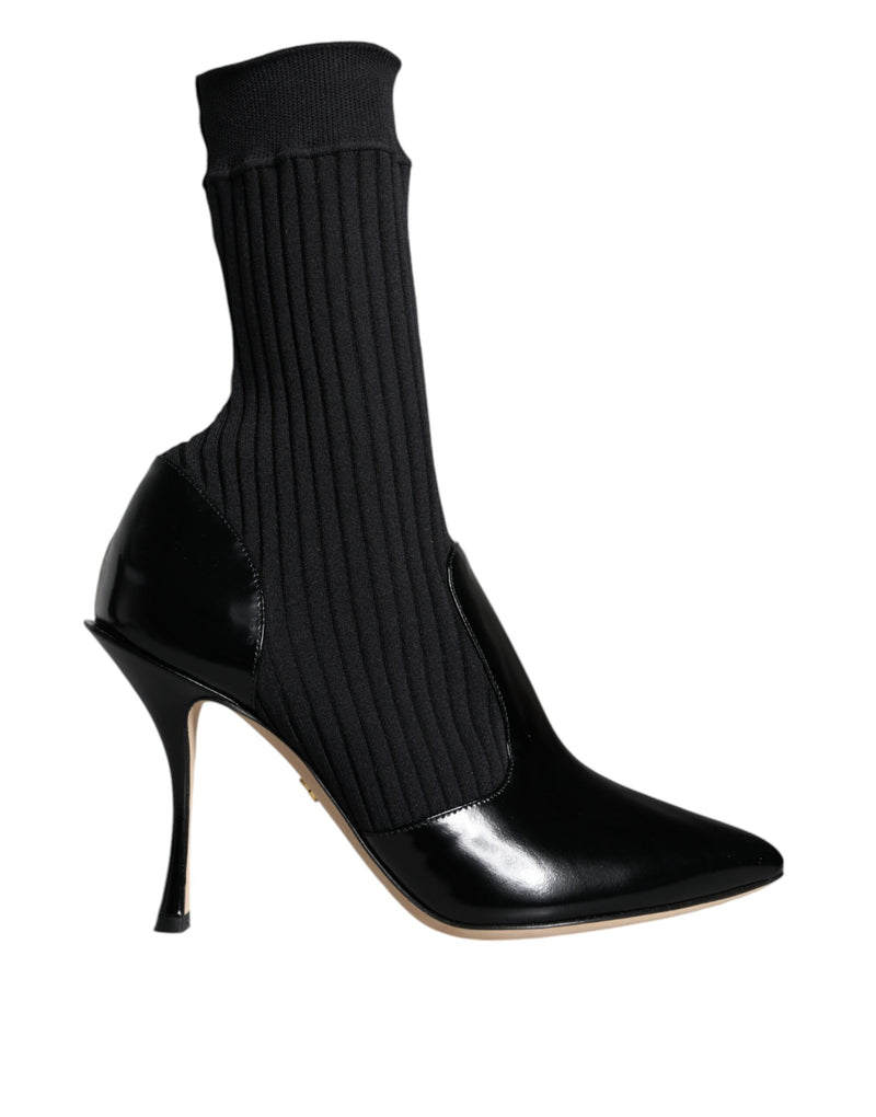 Botinhas tipo meia pretas elásticas de salto agulha Dolce & Gabbana