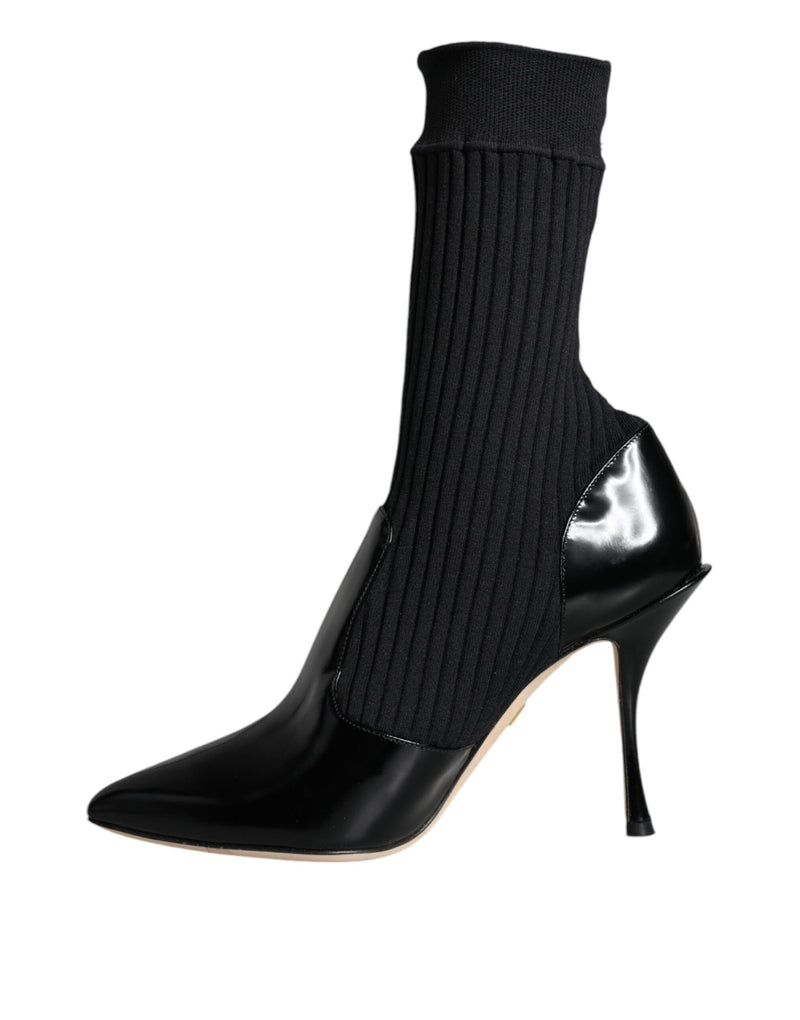 Botinhas tipo meia pretas elásticas de salto agulha Dolce & Gabbana