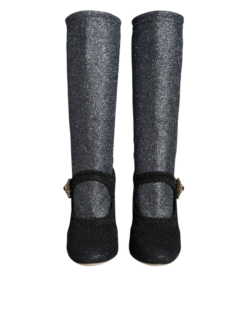 Bottines Mary Jane noires à cristaux Dolce & Gabbana