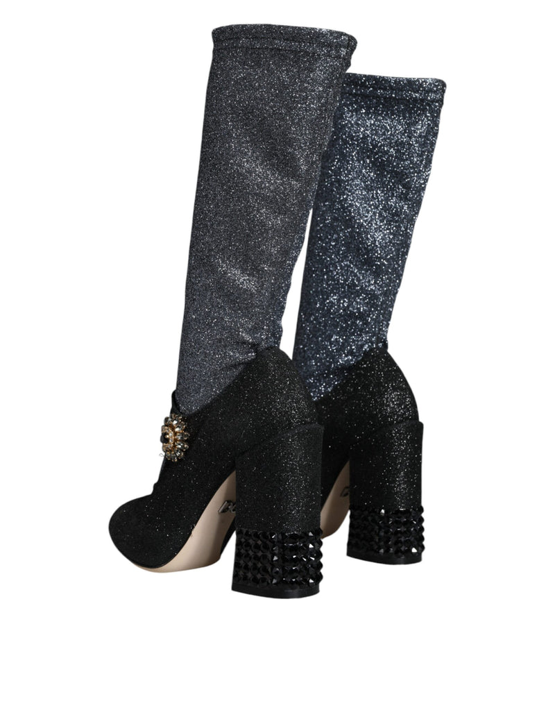 Bottines Mary Jane noires à cristaux Dolce & Gabbana