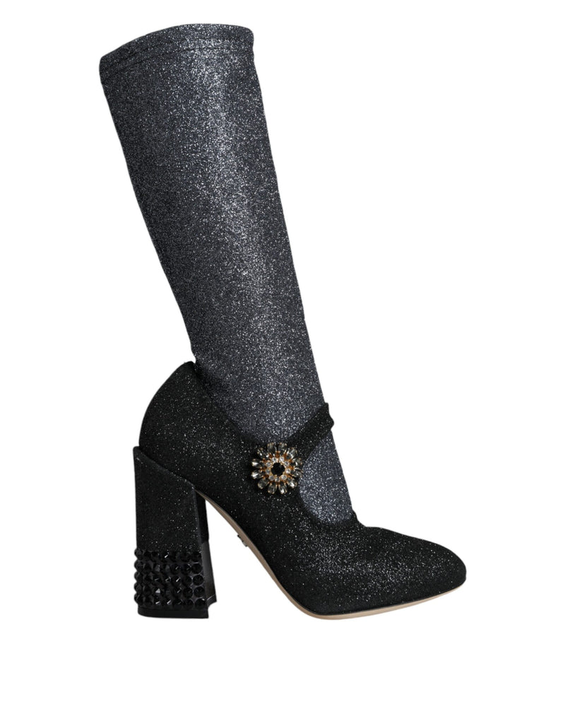 Bottines Mary Jane noires à cristaux Dolce & Gabbana