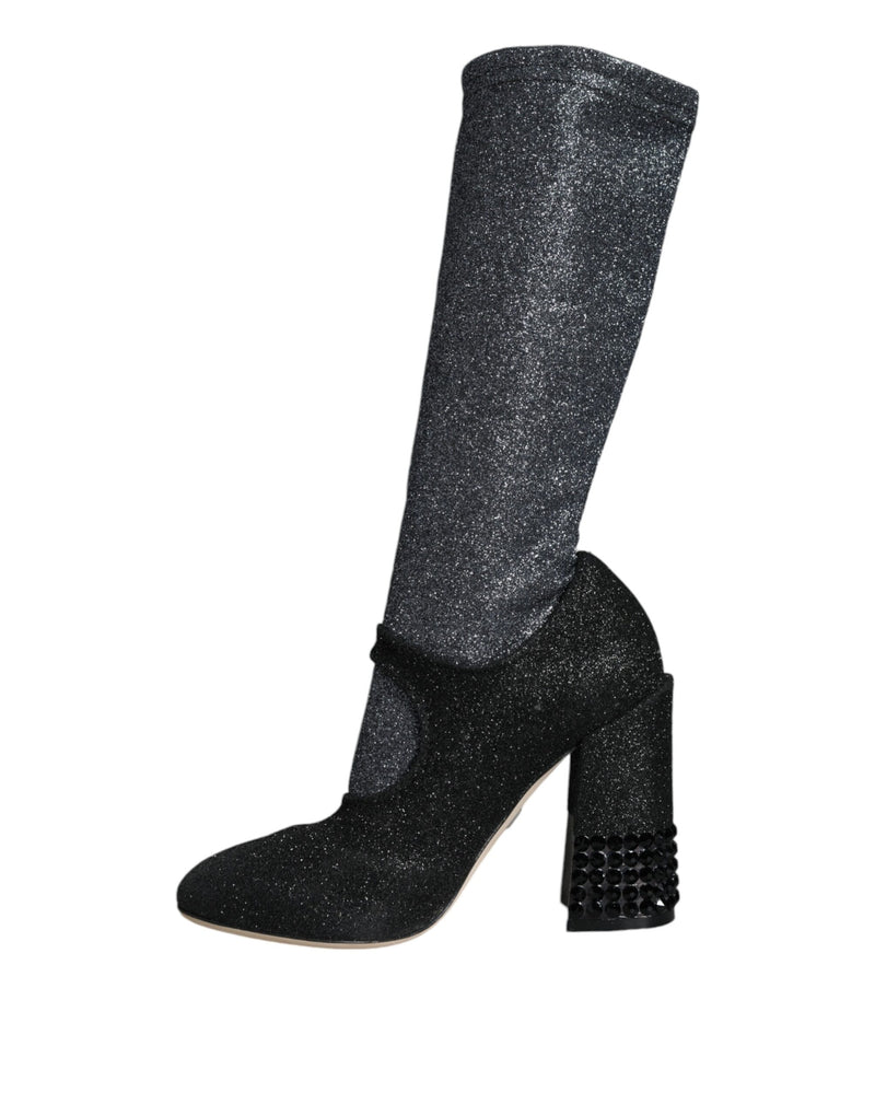Bottines Mary Jane noires à cristaux Dolce & Gabbana