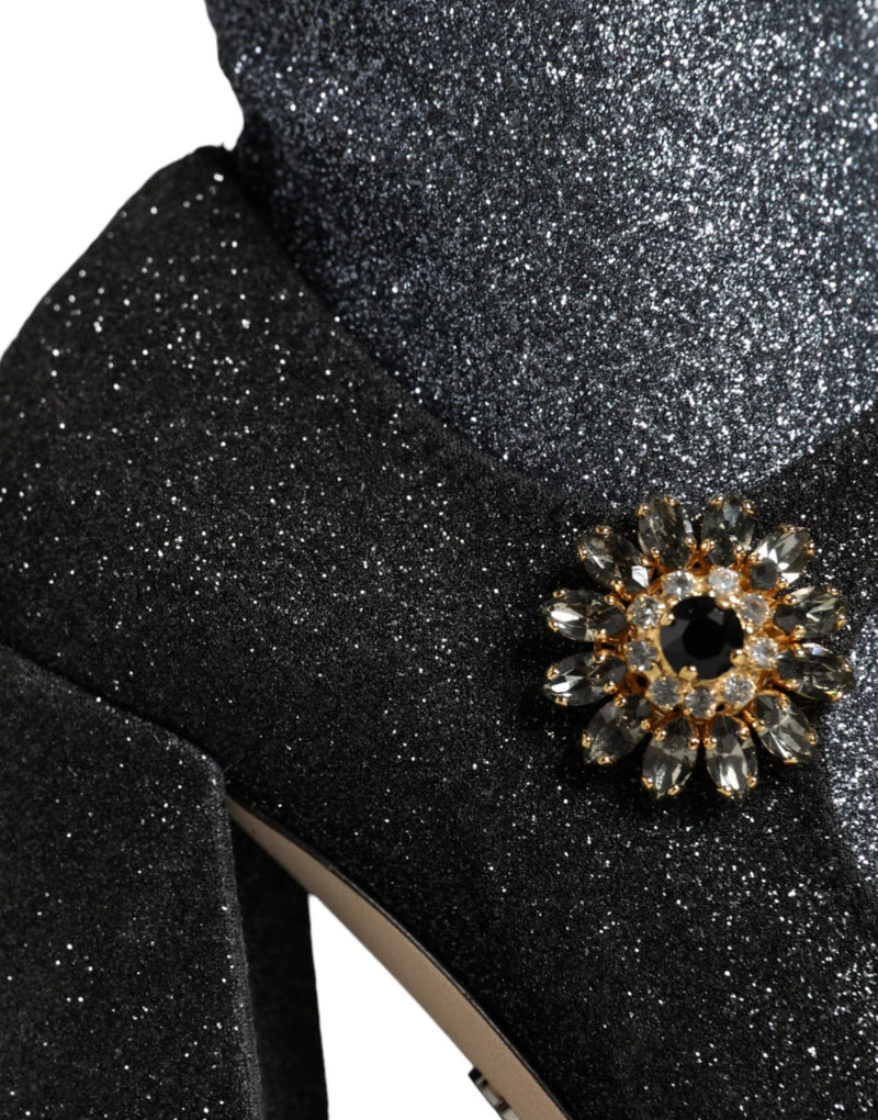 Bottines Mary Jane noires à cristaux Dolce & Gabbana