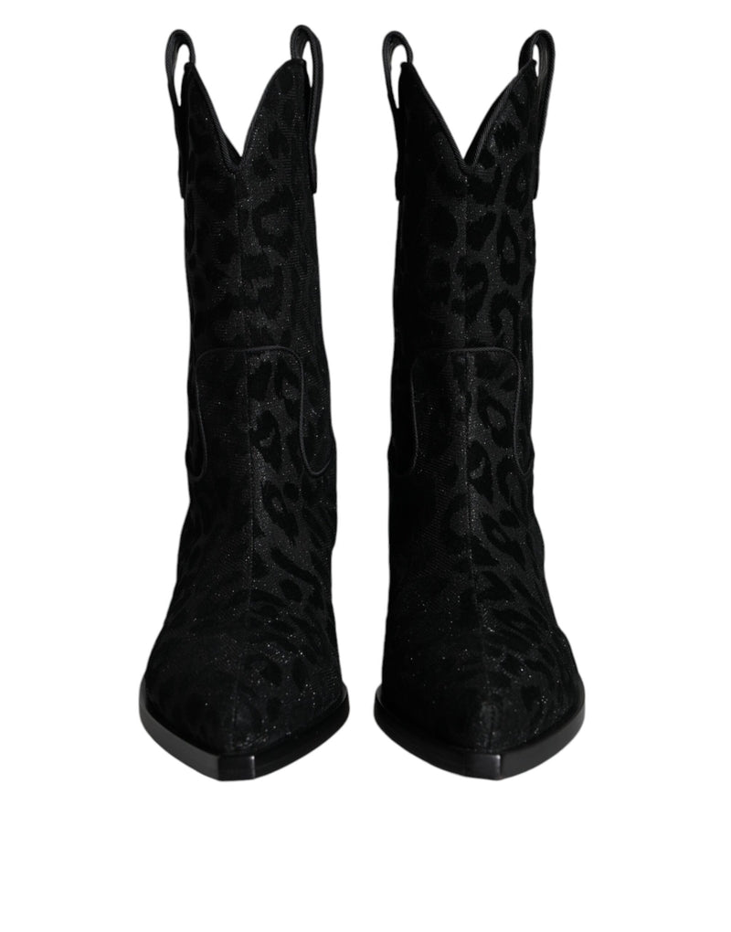 Botas vaqueras negras y grises con estampado de leopardo de Dolce & Gabbana