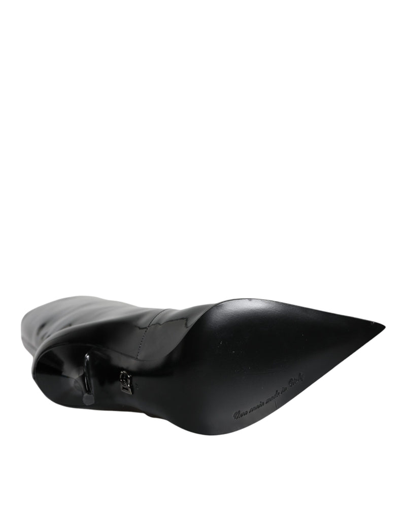 Botas de cano médio de couro envernizado preto Dolce & Gabbana