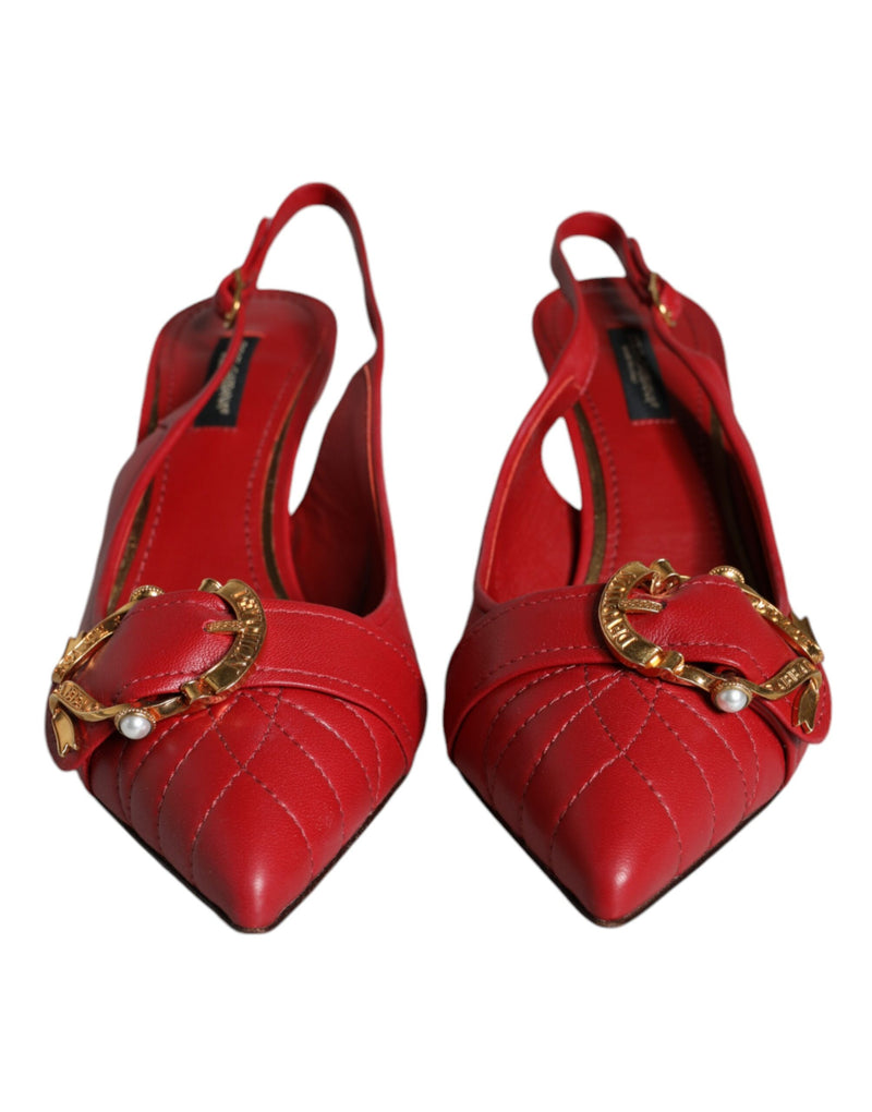 Sapatos Dolce & Gabbana de couro vermelho com salto e tira no calcanhar Devotion