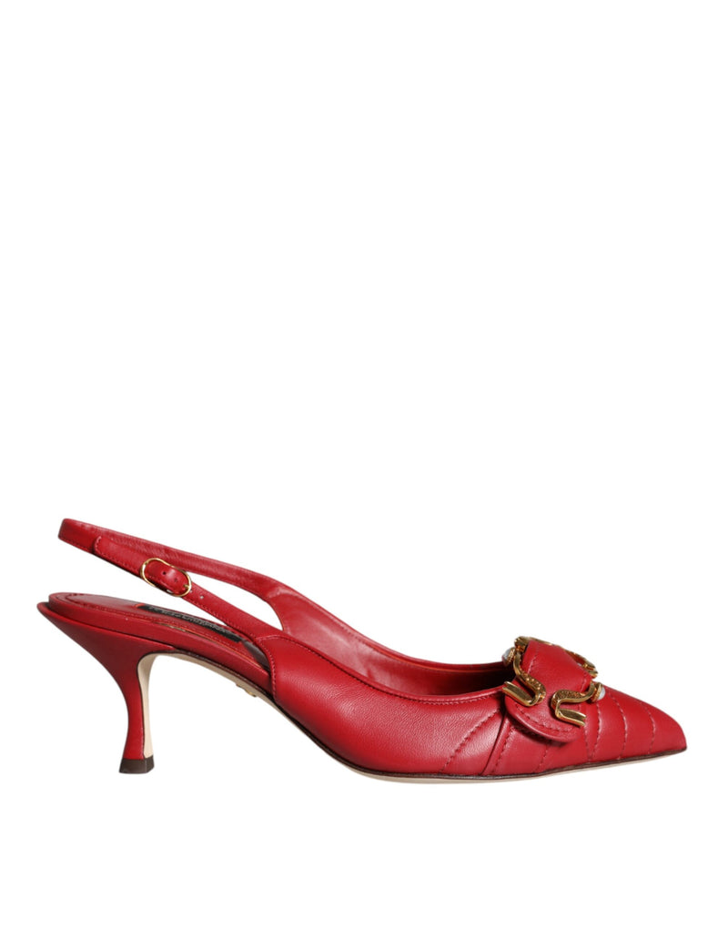 Sapatos Dolce & Gabbana de couro vermelho com salto e tira no calcanhar Devotion