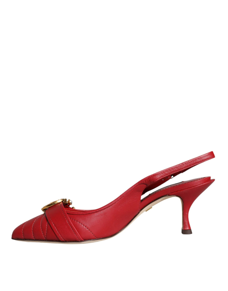 Sapatos Dolce & Gabbana de couro vermelho com salto e tira no calcanhar Devotion