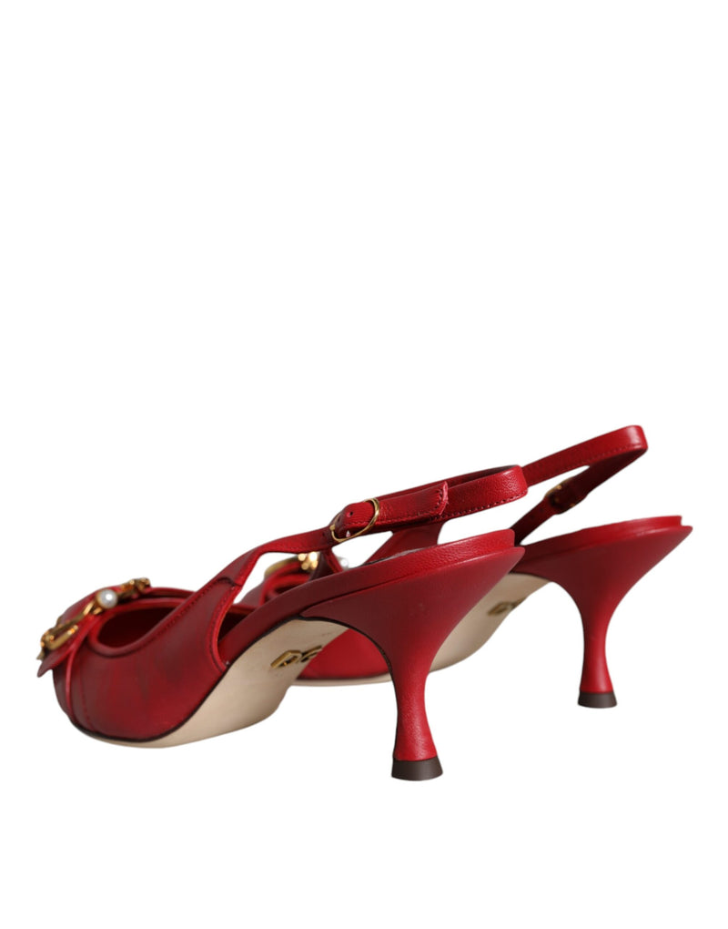 Sapatos Dolce & Gabbana de couro vermelho com salto e tira no calcanhar Devotion