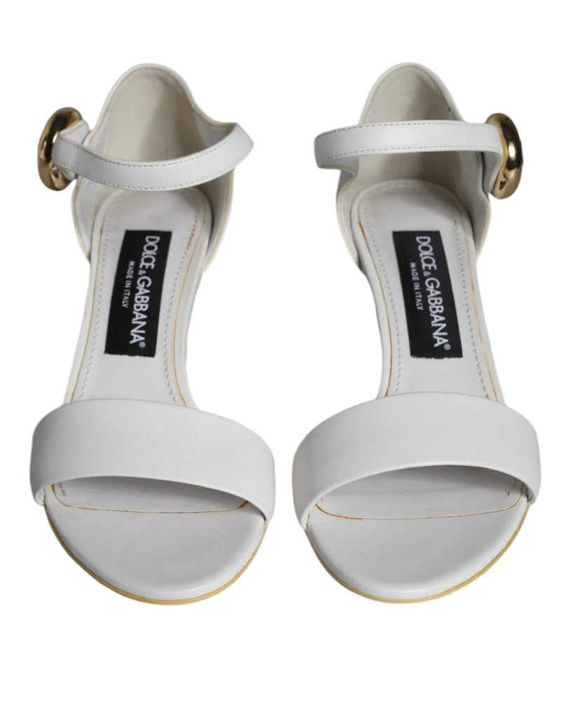 Sandales Keira à talons en cuir blanc Dolce & Gabbana