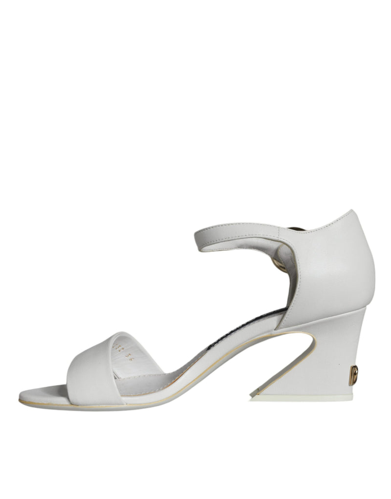 Sandales Keira à talons en cuir blanc Dolce & Gabbana