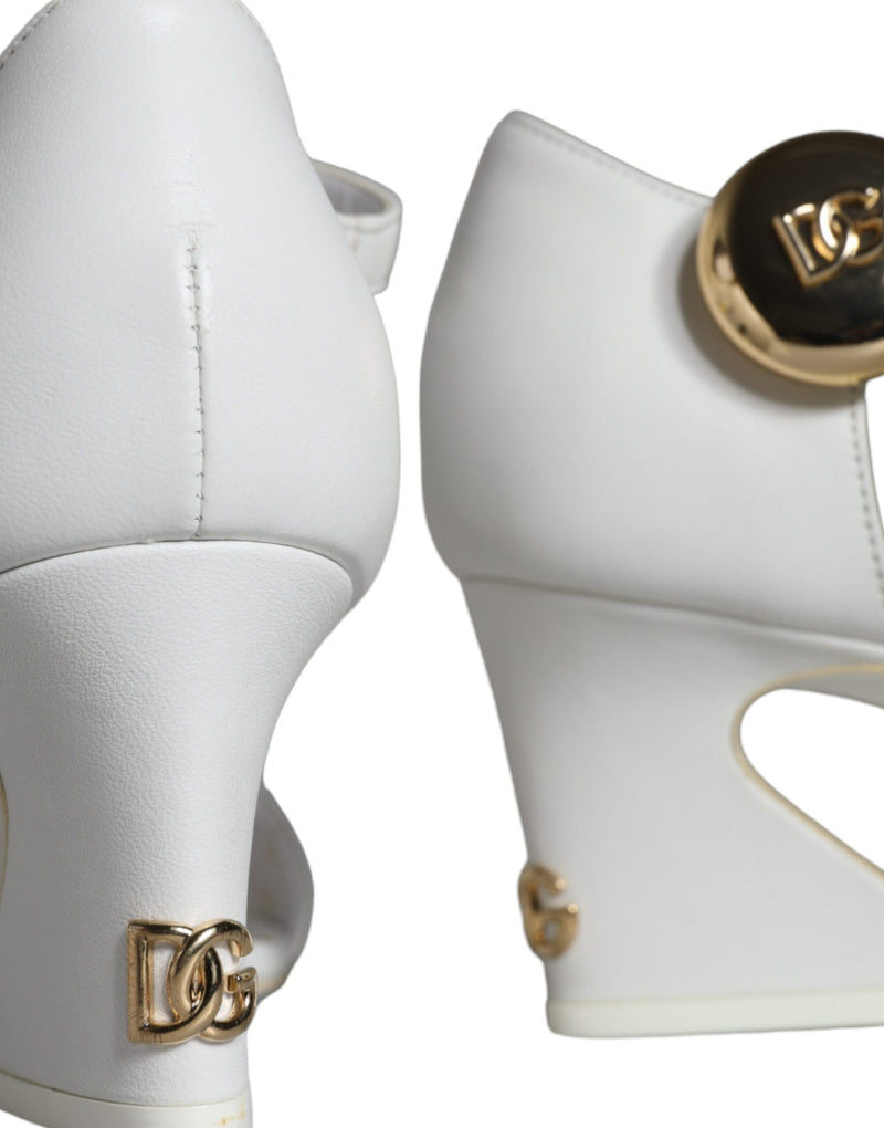 Sandales Keira à talons en cuir blanc Dolce & Gabbana
