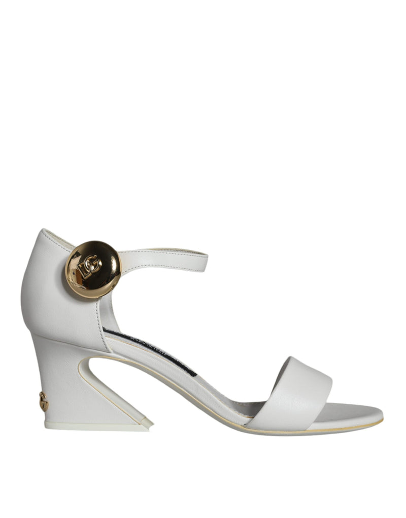 Sandales Keira à talons en cuir blanc Dolce & Gabbana