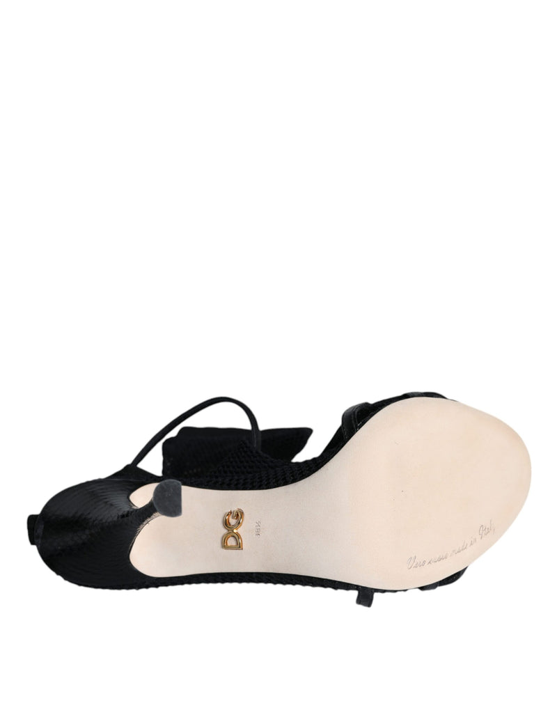 Sandali in rete nera con tacco a stiletto Dolce & Gabbana