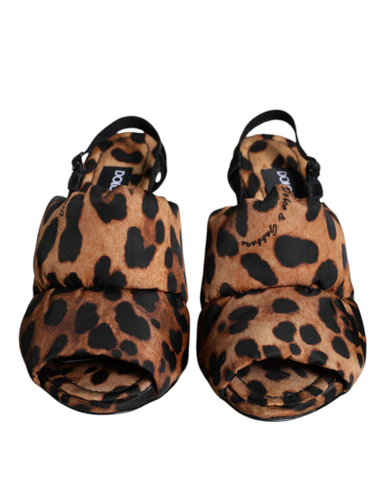 Sandali slingback Keira marroni con stampa leopardata Dolce & Gabbana