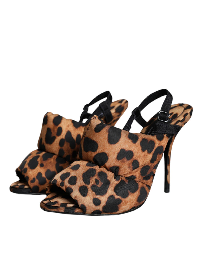 Sandali slingback Keira marroni con stampa leopardata Dolce & Gabbana
