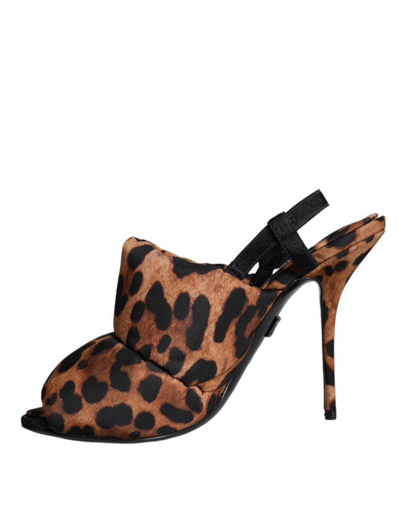 Sandali slingback Keira marroni con stampa leopardata Dolce & Gabbana