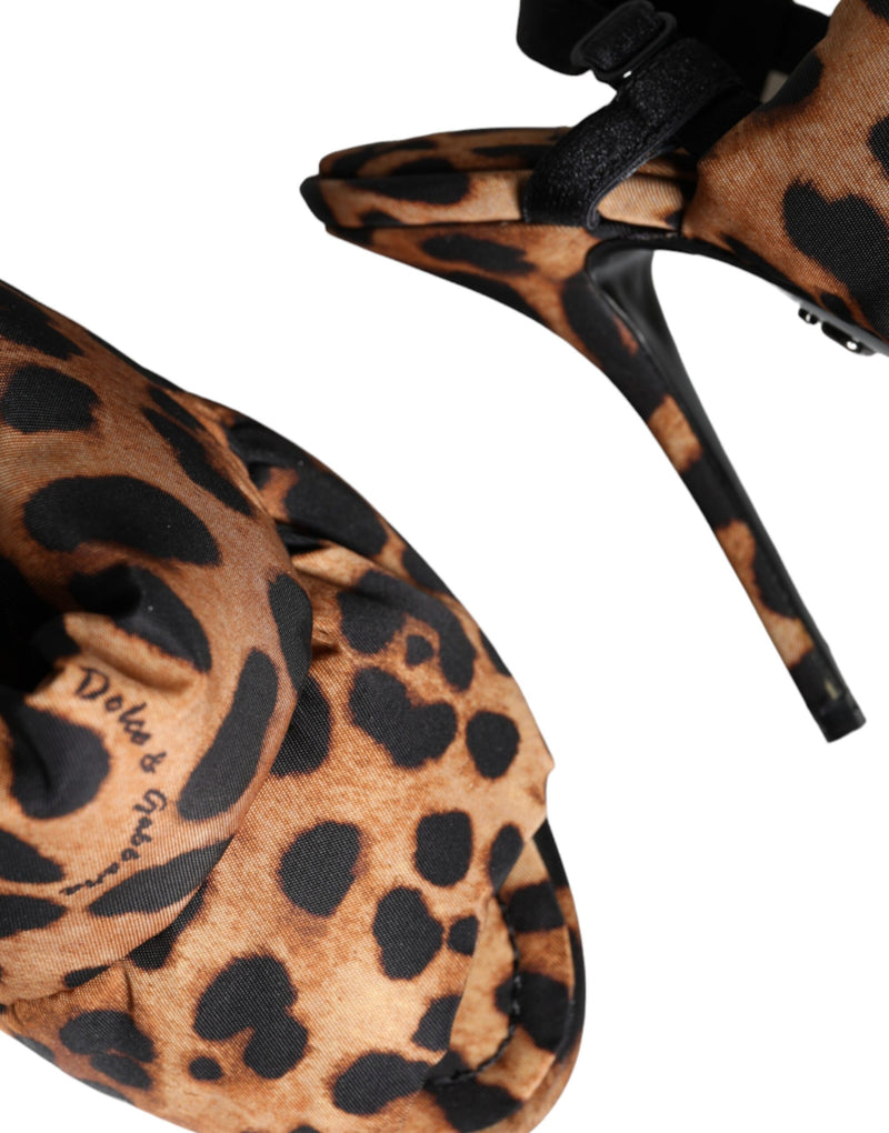 Sandali slingback Keira marroni con stampa leopardata Dolce & Gabbana