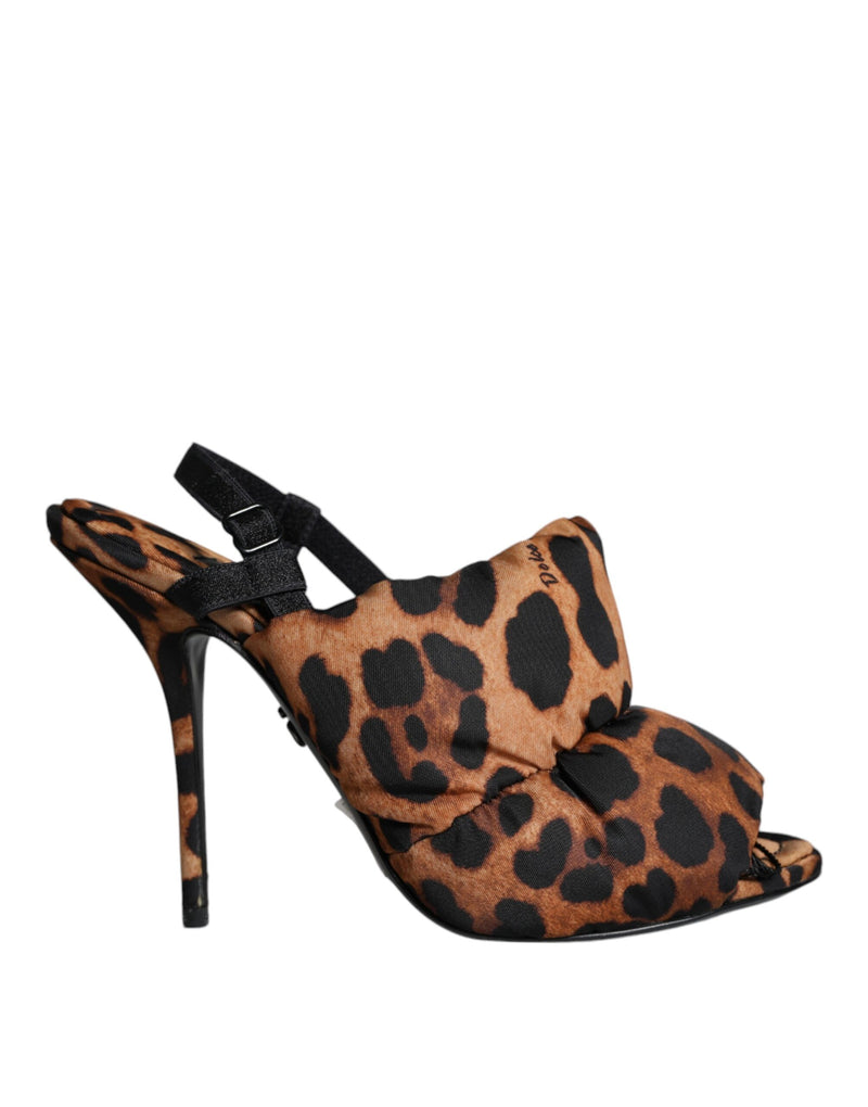 Sandali slingback Keira marroni con stampa leopardata Dolce & Gabbana