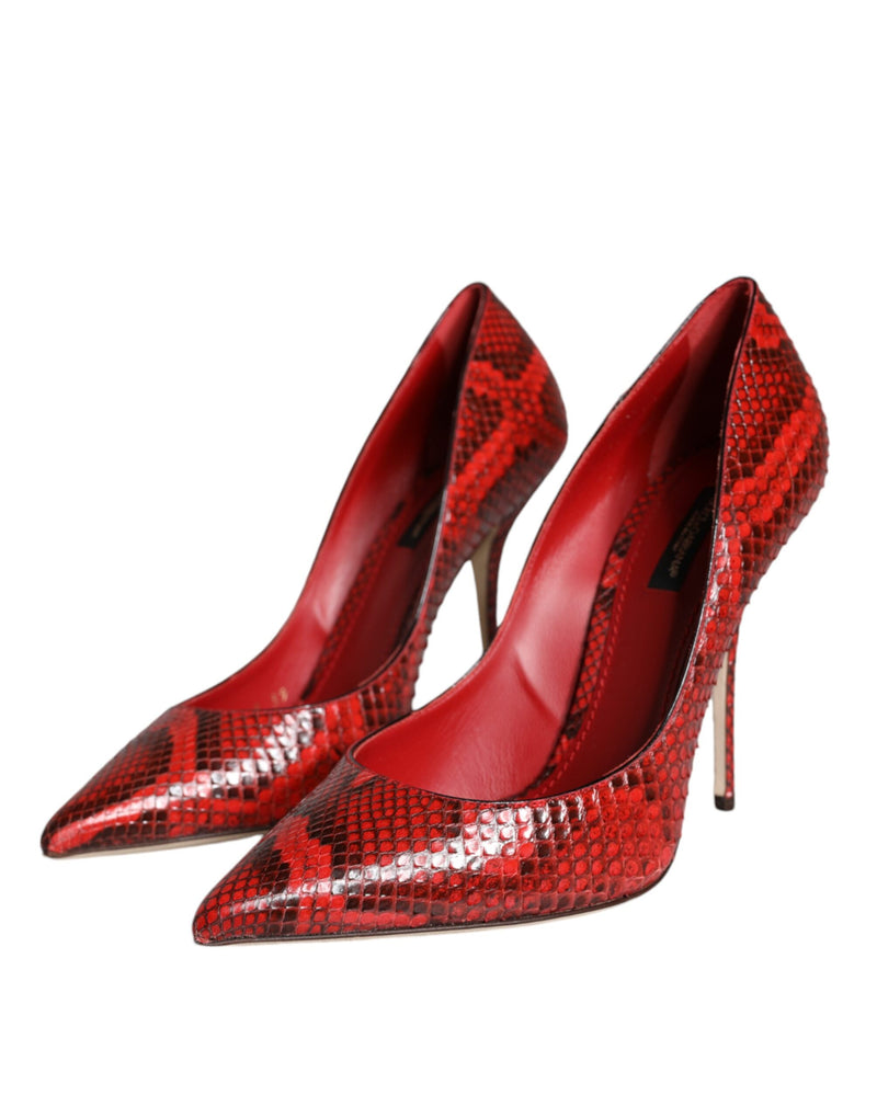 Escarpins à talons aiguilles hauts en cuir rouge Dolce & Gabbana