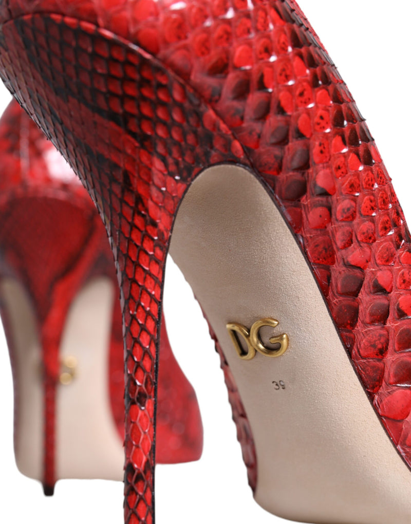 Escarpins à talons aiguilles hauts en cuir rouge Dolce & Gabbana