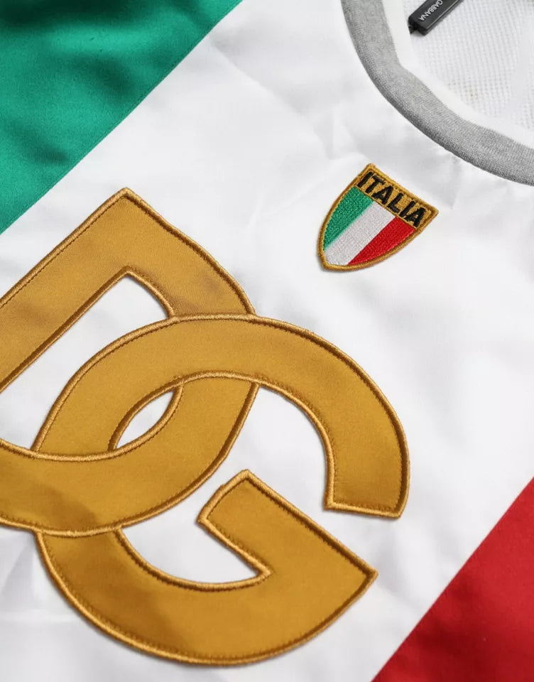 Camiseta regata Dolce & Gabbana branca e verde com bandeira italiana em cesta